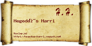 Hegedűs Harri névjegykártya