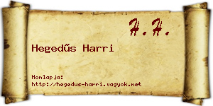 Hegedűs Harri névjegykártya
